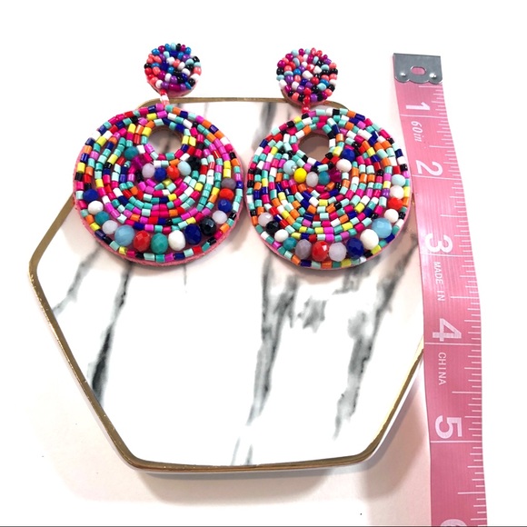 Debi Beaded Rainbow Pink Lightweight Earrings - Picture 4 of 4